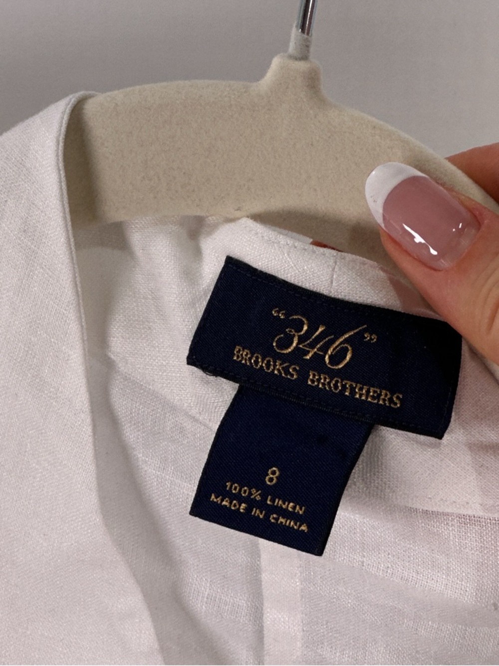 346 Brooks Brothers Sleeveless Button Down V-Neck Linen White Size 8 - Picture 4 of 7
